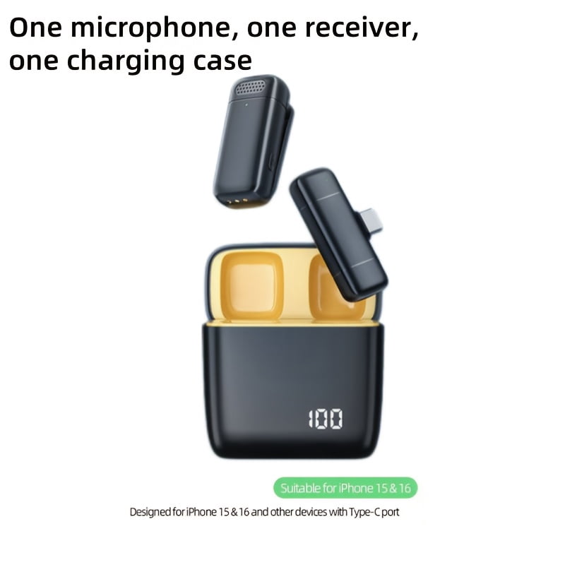 Wireless Clip-on Mic with Charging Case, Dual Mic Support, Live Streaming & Recording, Indoor/Outdoor Use