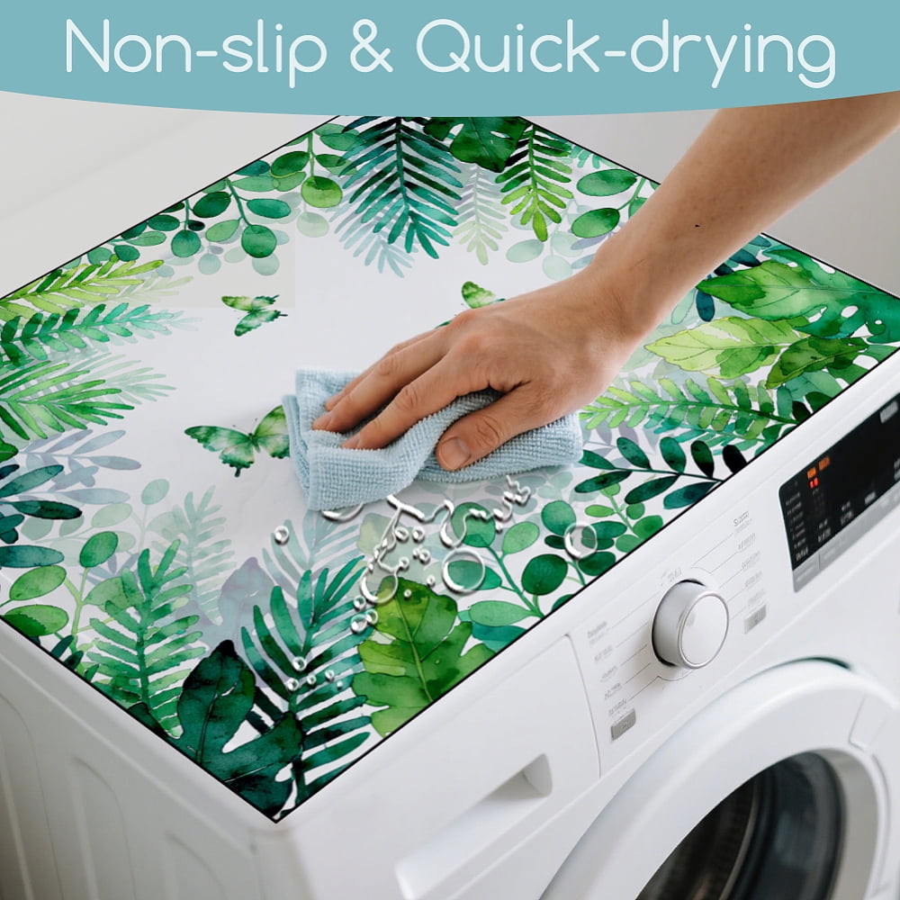 Leaves Washer Dryer Dust Cover 23.6×19.69inch Butterflies Washing Machine Top Protector Pads Non Slip Washing Machine Top Covers diy