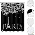thumbnail image 2 of Eiffel Tower Shower Curtain Diamond Shower Curtain Bokeh Black Silver Shiny Diamonds Jewelry Falling Modern Paris Shower Curtain Set Bathroom Decor with 12 Hooks 72x72 Inches, 2 of 6