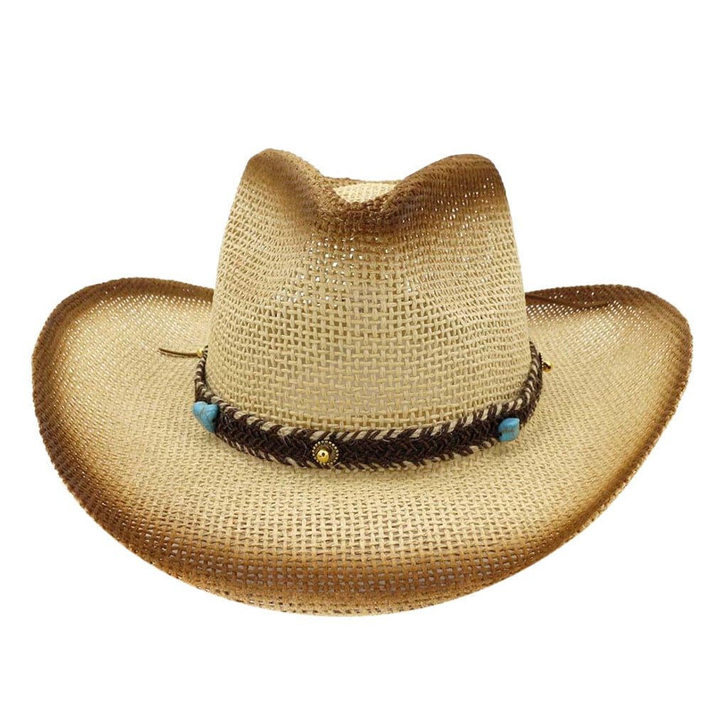 black2 Mens & Womens Western Classic Cowboy Straw Hat black2 Mens & Womens Western Classic Cowboy Straw Hat