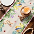 thumbnail image 3 of Easter Table Runner - 108 Inch Long Pink Plaid Blue Truck Eggs Bunny Retro Art Cotton and Linen Blended Dress Scarves Farmhouse Table Runner for Kitchen Dining, Coffee Table, 13" x 108", 3 of 8