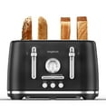 thumbnail image 1 of LONGDEEM 4 Slice Toaster, 6 Browning Options, Wide Slots, High Lift Lever, Dual Controls, Black, 1 of 7