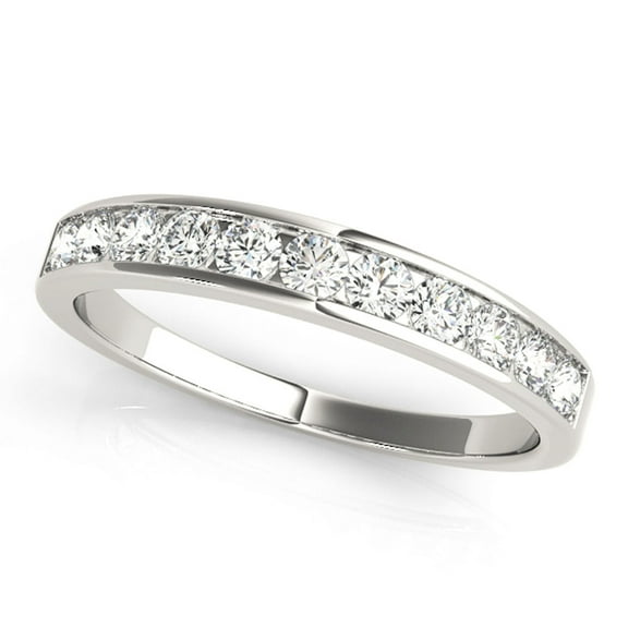 JewelMore 1/2ctw Diamond Channel Wedding Band in 10k White Gold