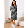 thumbnail image 4 of DARING DIVA Vintage Plaid Long Sleeve Check Knee Length Shirt Dress S Black, 4 of 8