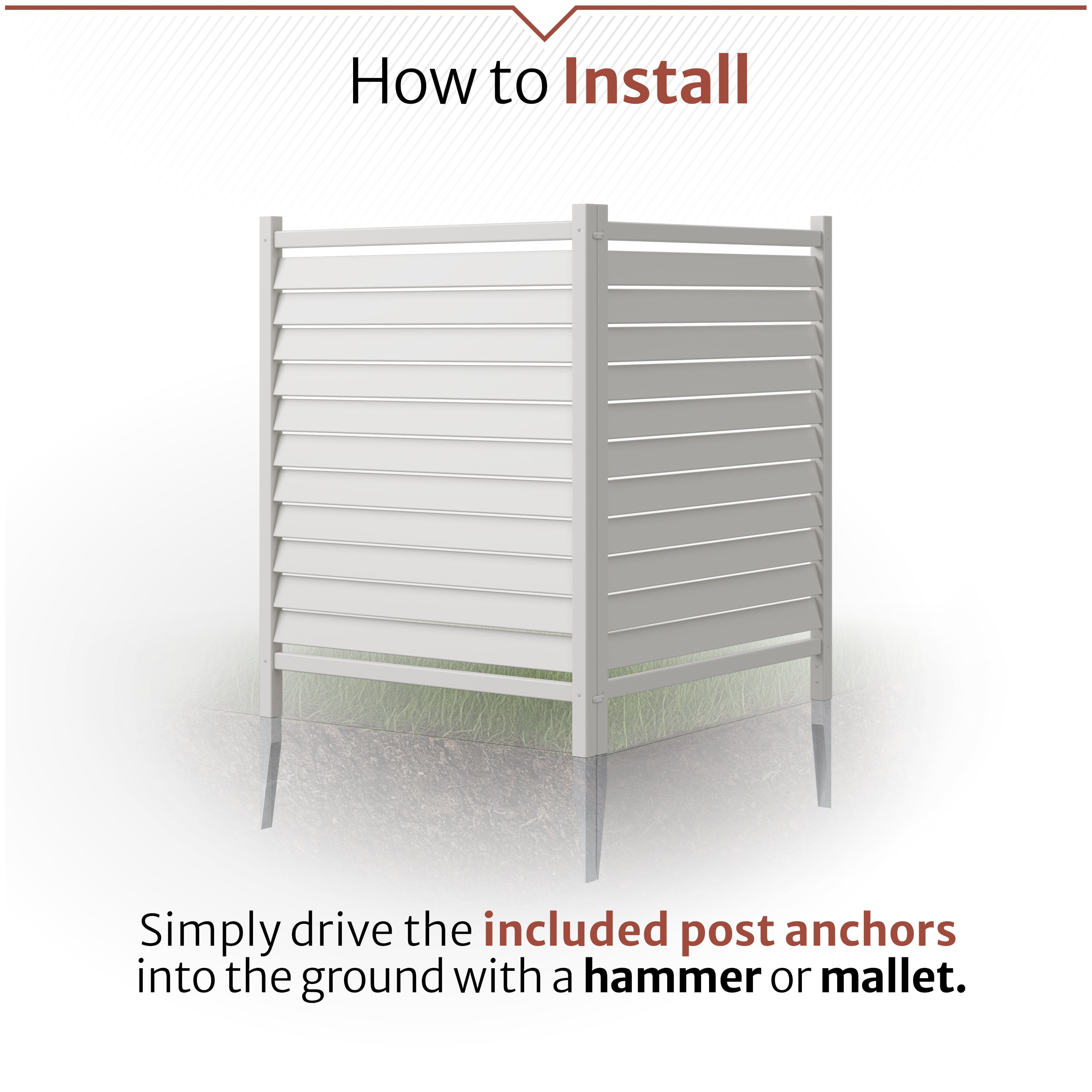 44in H x 36in W (2 Panels) No Dig Enclo Waverly Vinyl Privacy Screen, Outdoor Privacy Screen Panels, Trash Can Enclosure, Air Conditioner Fence, Pool Equipment Enclosure, EC18010