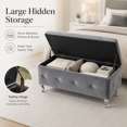 thumbnail image 5 of Aukfa 38" Upholstered Storage Ottoman Bench with Hidden Storage, Crystal Tufted Velvet Bed Bench, 380 lb, Gray, 5 of 8