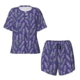 thumbnail image 4 of Naloa Lavender Flowers Women's Short-Sleeved Pajama Set, Loungewear, Summer pajamas, Breathable Cozy - Medium, 4 of 9