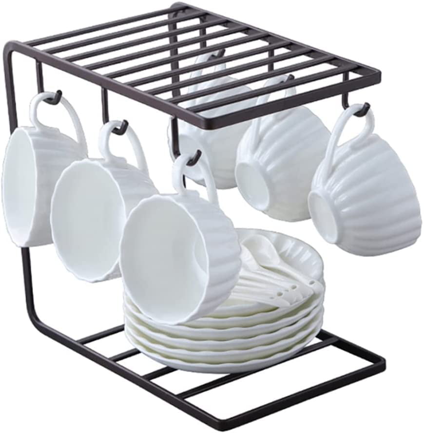 Black Glass Cup Metal Drainer Holder Cup Drying Rack Stand Rack Non-Slip Mugs Cups Organizer Multifunctional Kitchen Accessories 1pc 