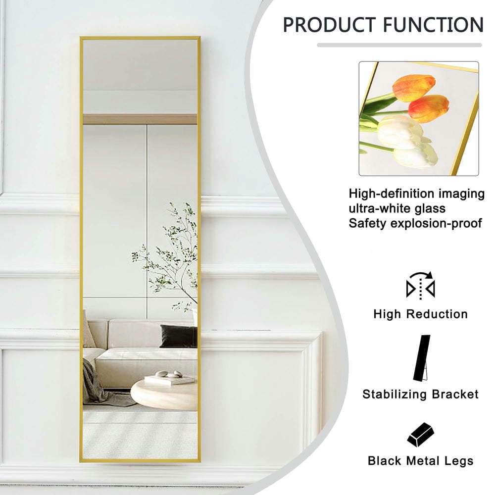 Kadyn 13.8" x 48" Gold Arch Full Length Floor Mirror