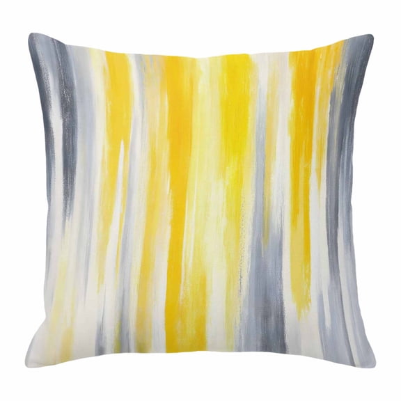 Pillow Covers 20x20 Inch, Yellow Gray White Linen Pillowcase with Invisible Zipper, Farmhouse Gradient Abstract Art Decorative Throw Pillow Covers Cushion Case for Couch Sofa Bed Living Room