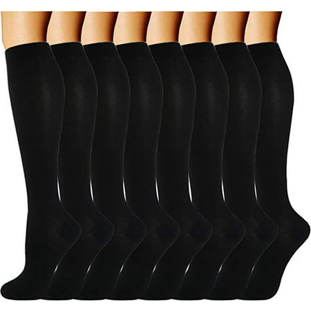 Compression Socks (8 Pairs) for Women & Men 15-20mmHg - Best Medical,Running,Nursing,Hiking,Recovery & Flight