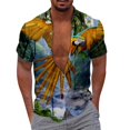 thumbnail image 4 of Camisa De Botones Para Hombre Nueva camisa de manga corta holgada informal con estampado digital 3d y estampado de (Gold, L), 4 of 5