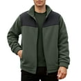 thumbnail image 3 of Winter Coats for Men Thicken Warm Fleece Zip Up Jackets Stand Up Collar with No Hood (Army Green L), 3 of 7