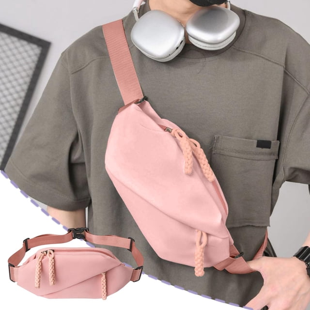 Bolsa de pecho de nailon impermeable con correa ajustable, riñonera multiusos tipo bandolera para deportes, viajes y uso diario, 20x10x8 cm, negro, rosa, blanco, rojo, naranja
