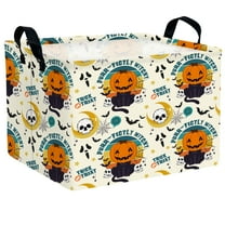 ASKETAM Cute Pumpkin Halloween Basket for Kids Trick or Treat Party Decor Storage Bin (Cat Bat Skull)