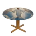 thumbnail image 3 of WYYP Jesus Angels Clouds Round Table Cover - Full Width Single-Sided Printing 100% Polyester Fiber White, 3 of 8