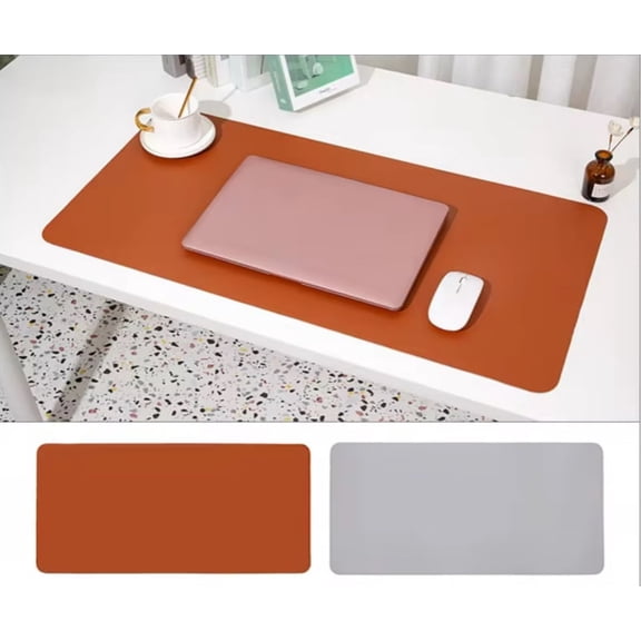 Innotech SC Large Desk Pad 31.5 x 15.7 Inch,Reversible PU Leather Desk Mat, Waterproof Mouse Pad for Office, Home & Gaming Desk-Gray and Terracotta orange