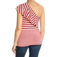 thumbnail image 4 of INC Womens Red White Striped Ruffled Sleeveless Top M, 4 of 4
