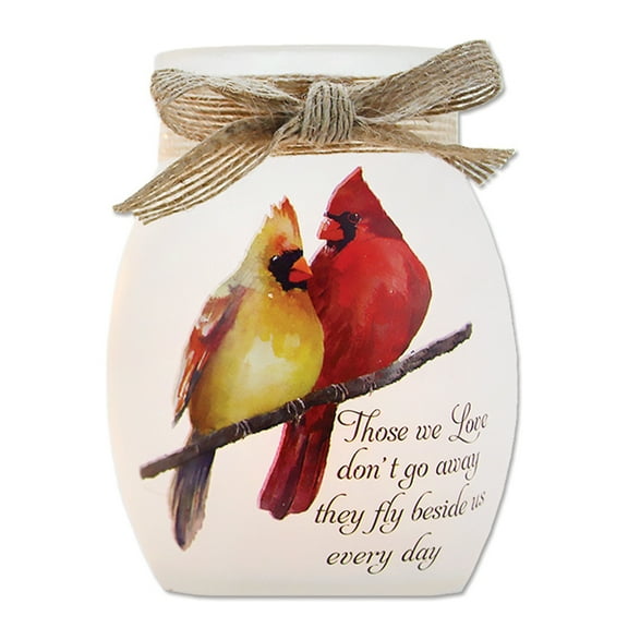 Stony Creek Those we Love Cardinal Rememberance Memorial, Sympathy, Bereavement Lighted Glass Jar 4 x 3 x 3" Inspirational - NEW