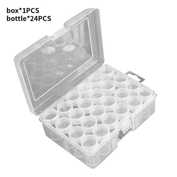 Botellas de almacenamiento de diamantes de imitación Contenedores redondos de plástico para joyas Cajas organizadoras de cuentas para decoración de uñas vacías, 24 piezas, con soporte seitruly HA004659-04