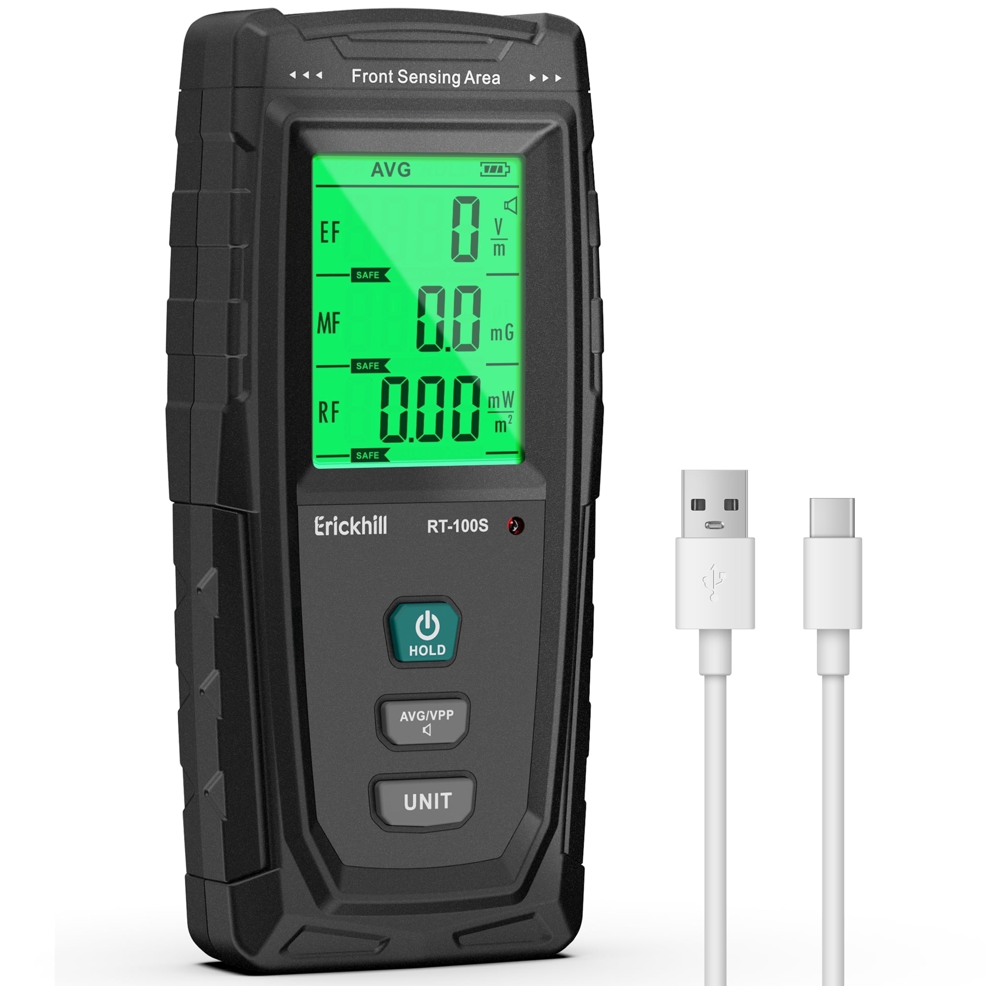 ERICKHILL 3 in 1 EMF Detector, Electromagnetic Field Radiation Detector for EF, RF, MF, WiFi,5G Signal,Triple Alarm Modes, Type-C Charging, EMF Meter for Home, Office, and Paranormal Investigation