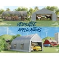 thumbnail image 6 of Jocisland 12x30 ft Carport with Galvanized Frame for Car, Roll-Up Doors, Heavy Duty Outdoor Canopy, 6 of 8