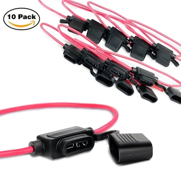 Nilight Waterproof Cover 14AWG Inline Fuse Holder 30AMP Automotive Electrical Parts, (10 Pack)