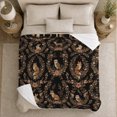 thumbnail image 5 of Woodland Rabbit Fawn Owl Fox Vintage Botanical Roses, Cozy Woodland Scene, Warm Flannel Blanket for Cabin and Lodge, Bird Lovers Housewarming Gift, Botanical Home Decor, 5 of 9