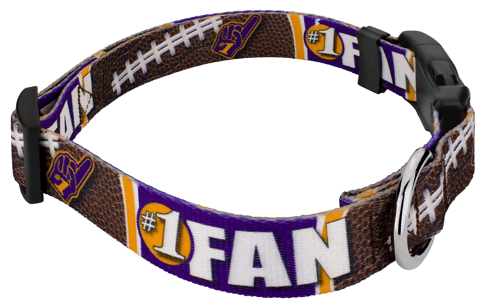 Country Brook Petz® Purple and Gold Football Fan Everyday Dog Collar and Leash Limited Edition, Small
