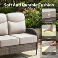 thumbnail image 4 of Luxury 6 Piece Patio Furniture Sets Outdoor Wicker Rattan Conversation Sofa Rocking Swivel Chairs Set with 6" Thick Cushions, Ottomans and Coffee Table for Backyard Balcony Garden, Beige, 4 of 15