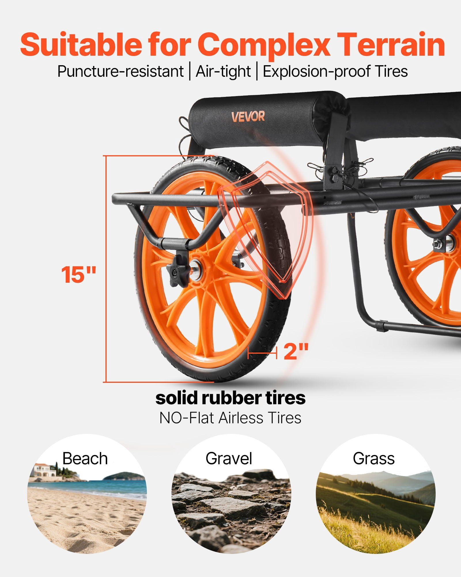 Kayak Cart with 15 Inch Solid Rubber Tires and Kickstand 330 lbs Load Capacity Quick Assembly for Kayaks Canoes Paddleboards