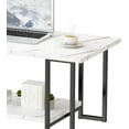 thumbnail image 2 of MIERES Coffee Table, Modern Faux Marble Top Coffee Table with Metal Frame and Storage Shelf, 2-Tier Rectangle Accent Cocktail Table for Living Room, Office (White & Black), 2 of 7