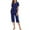 Blue, variant on LYXSSBYX Womens Pajama Sets Women's Casual Loose Solid Round Neck Short Sleeved Capris Home Set Pajamas and Pajamas