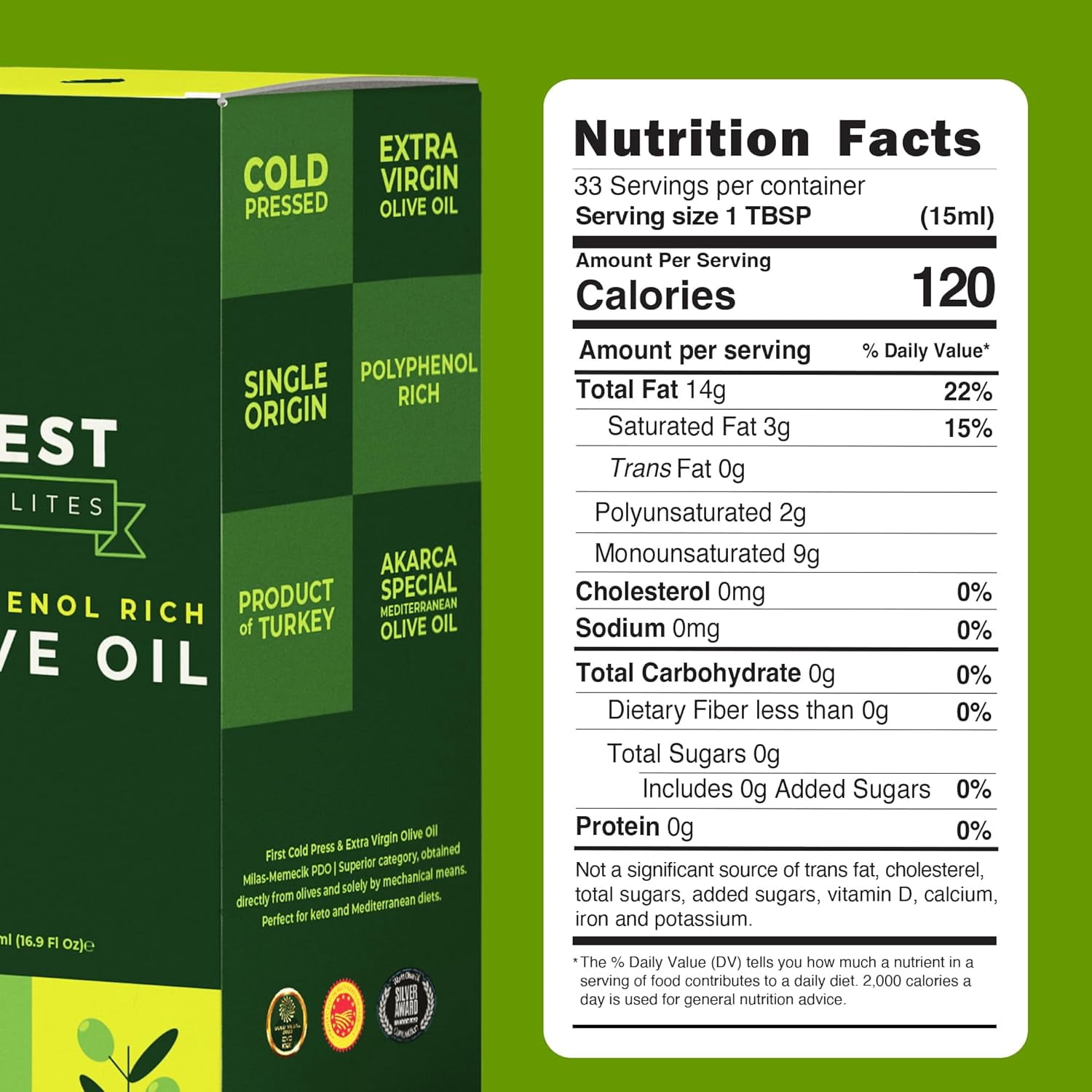 Polyphenol Rich Olive Oil Extra Virgin by Zest Delites, Up To 770 mg/kg High Polyphenol Olive Oil, Cold Pressed EVOO, Heart & Immunity Support, Single Origin, Gold Award, New Harvest, 16.9 fl oz