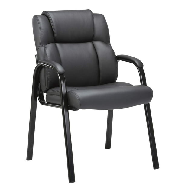 Clatina Leather Guest Chair With Padded, Leather Lobby Chairs