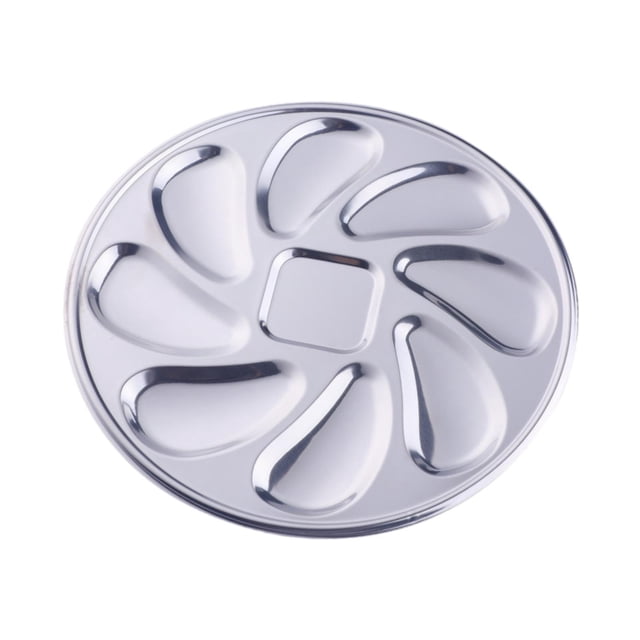Luzkey 23cm Oyster Grill Pan Tray with 8 Shell Slots Accessory Heavy Duty Versatile Silvery