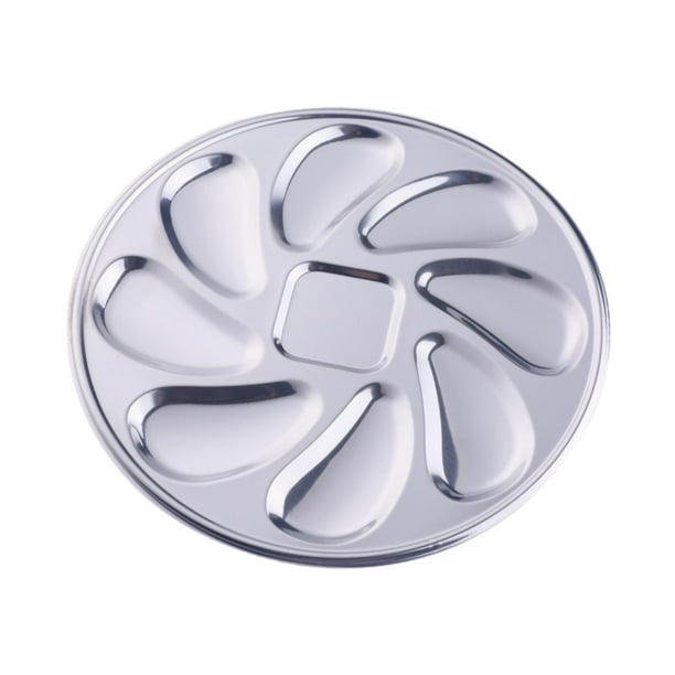 Bandeja para servir ostras de acero inoxidable de 9 pulgadas para restaurantes, aperitivo resistente Plateado