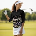 thumbnail image 4 of Uorisanigo Butterfly Daisy Women's Golf Shirt Relaxed Comfortable Quick Dry Athletic Polo Shirts 3/4 Sleeve Soft Breathable Polyester Spandex Fabric Womens Zipper Neck Pullover, 4 of 7