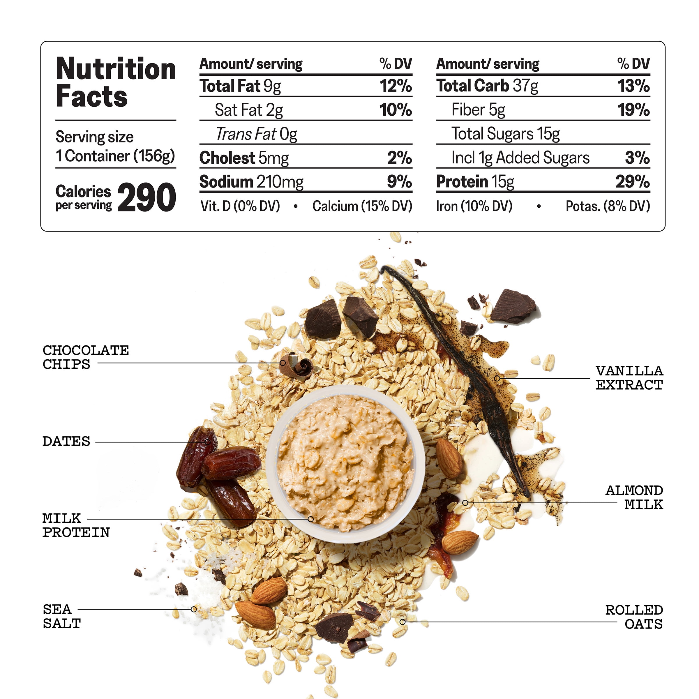 MUSH Overnight Oats Cookies & Cream, 15g Protein, 5.5 oz Cup (Refrigerated)