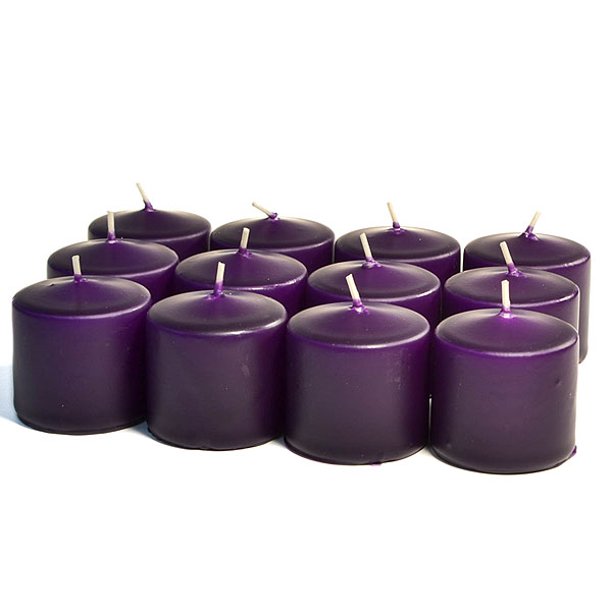 Unscented Lilac Votives 15 Hour Votive Candles Pack 12 per box 1.5 in
