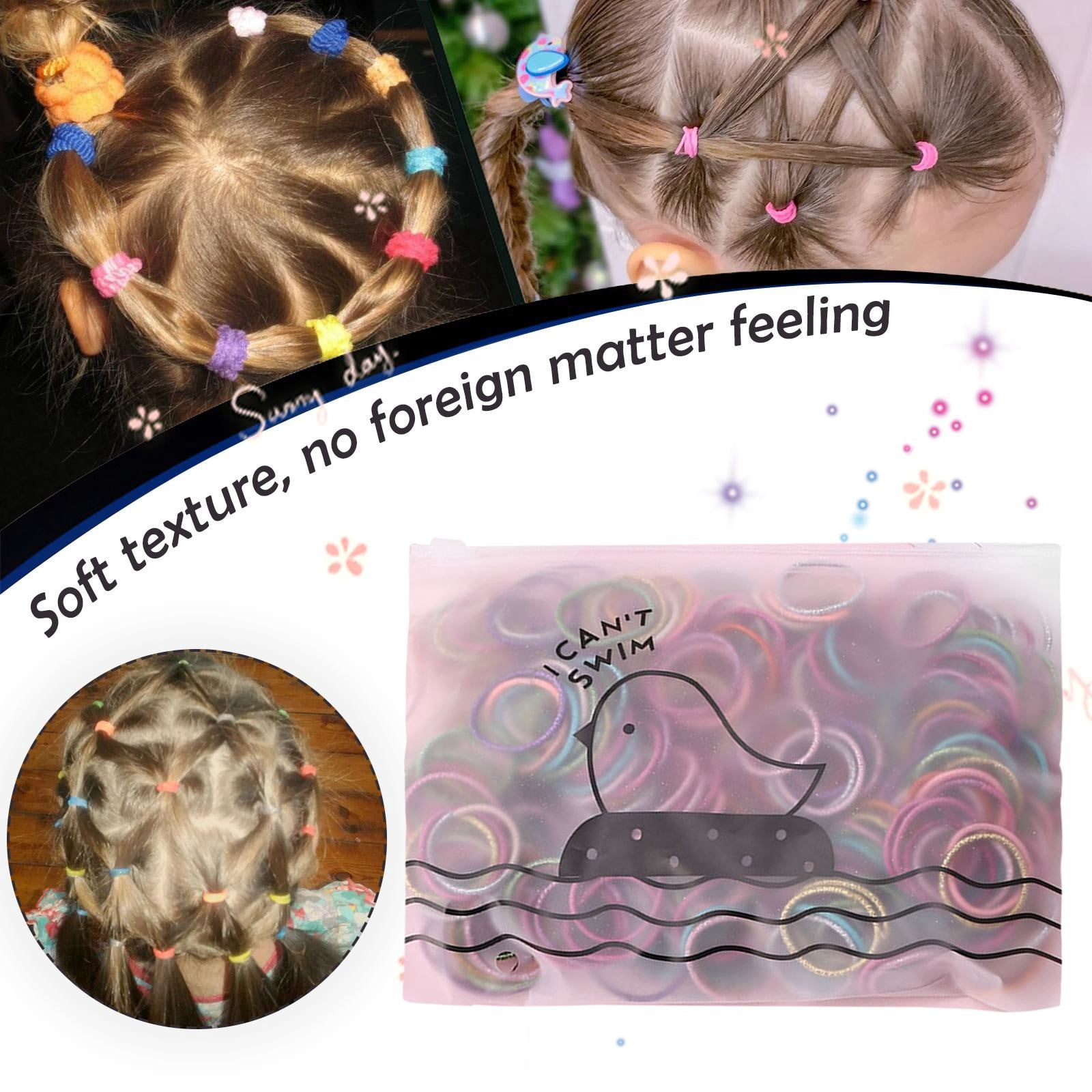 Elastic Bands for Hair Small Hair Elastics And Clear Girls Rubber Bands Hair No Damage Pin The Tale on The Cat Blond Hair Elastic Bands Soft Seamless Hair Ties Easy Hair Bun Hair Hooks Fashion Rubber
