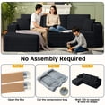 thumbnail image 5 of Pingliang Home 102" L-Shaped Sectional Sofa with Chaise and 2 Throw Pillows,Boneless Couch Comfy Corduroy Fluffy 3 Seater Couch with 2 Cup Holders for Living Room,Apartment,Office,No Assembly,Black, 5 of 11