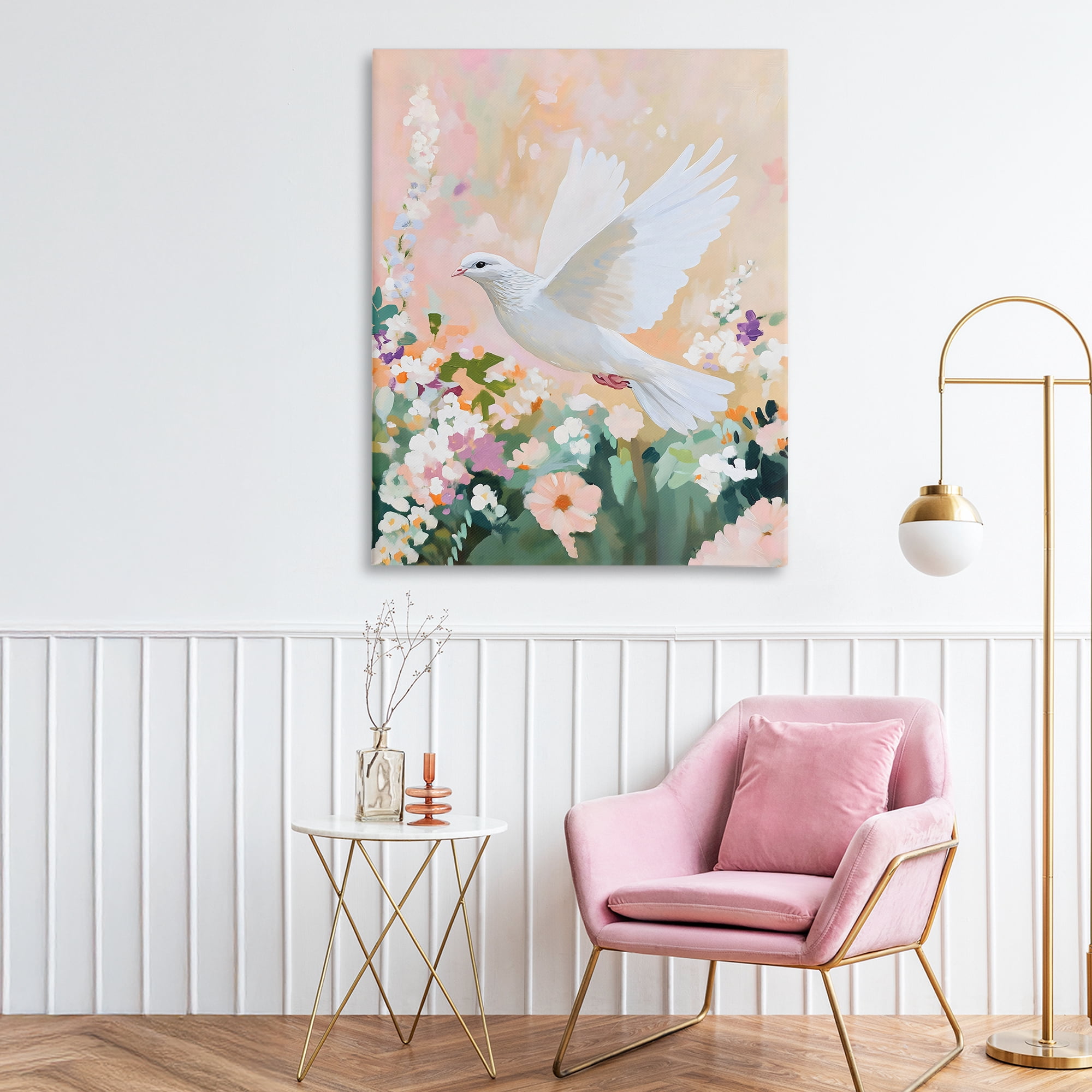 Stupell Industries White Dove Among Spring Blooms Canvas Wall Art, design by The Prints Vibe