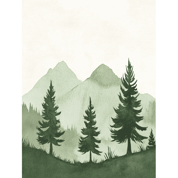 Sage Green Mountain Landscape Canvas Wall Art， Perfect for Living Room， Bedroom， Office， Bathroom， and Dining Room Decor.