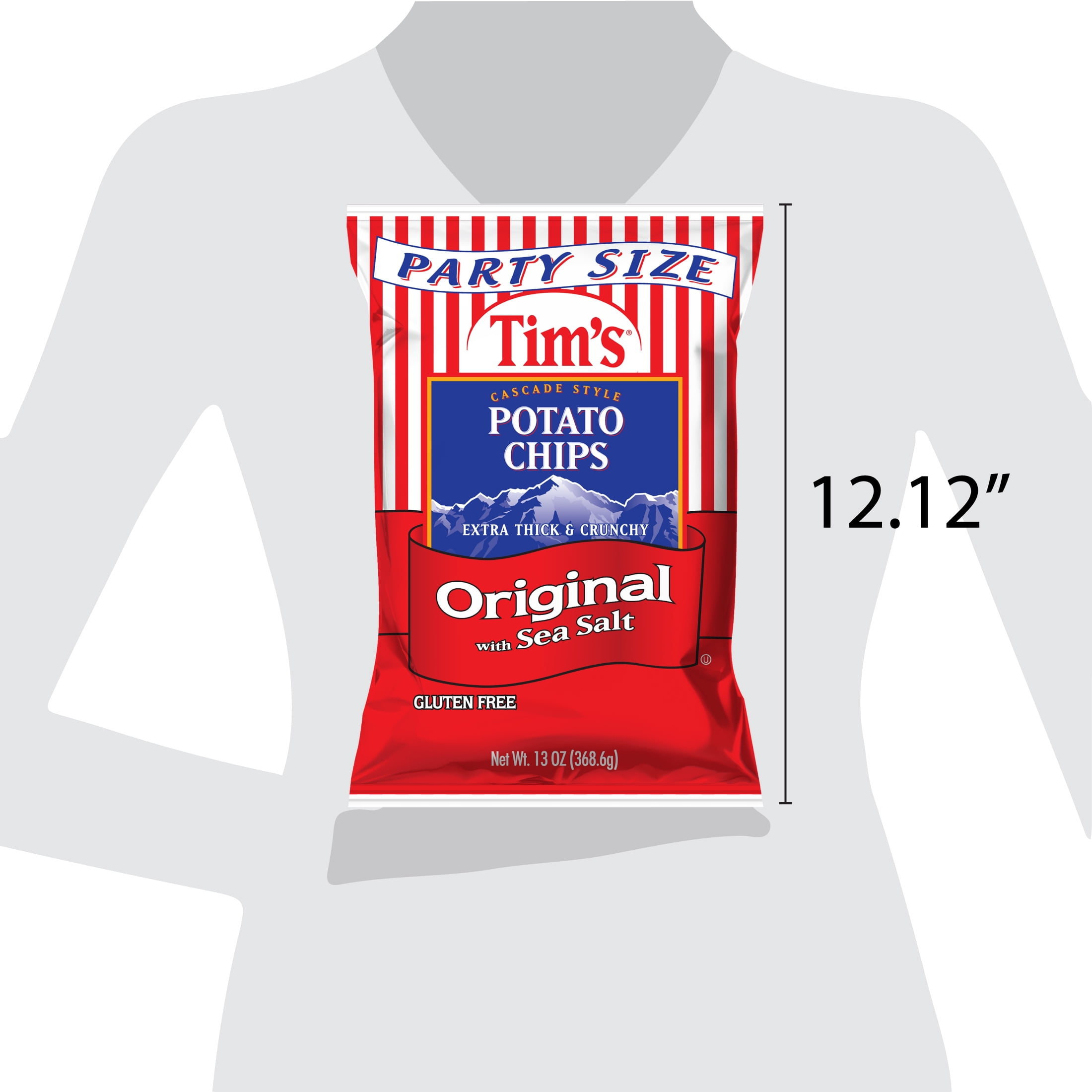 Tim's Cascade Snacks Original Sea Salt Cascade Style Potato Chips, Gluten-Free, Party Size, 13 oz