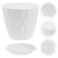 thumbnail image 6 of Plastic Planter Pots with Saucer for Indoor Plants Modern White Herb Pots with Drainage Tray, 6 of 8