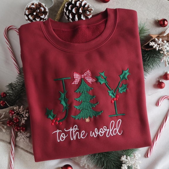 Embroidered Joy To the World Sweatshirt, Christian Christmas Shirt, Joy to the World Tshirt, Christmas Gifts for Family, Women Xmas T Shirt