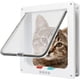 thumbnail image 1 of Puerta abatible con cierre de 4 vías, resistente a la intemperie, puertas para mascotas para interior y exterior, puerta corredera, inserto para puerta de perro, color blanco, 1 of 5