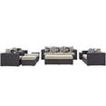 thumbnail image 2 of Modway Convene 9 Piece Outdoor Patio Sofa Set in Espresso Beige, 2 of 8