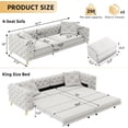 thumbnail image 2 of 97.7'' Pull Out Sofa Bed King, Chesterfield Velvet Sleeper Sofa, Convertible L-Shaped Futon Couch, Tufted Back, Ottoman, Deep Seat Loveseat Couches for Living Room, Apartment, Light Gray, 2 of 11
